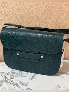 Urban Outfitters Croc-Embossed Shoulder Bag – Dark Green Teal – NWT Y2K Style